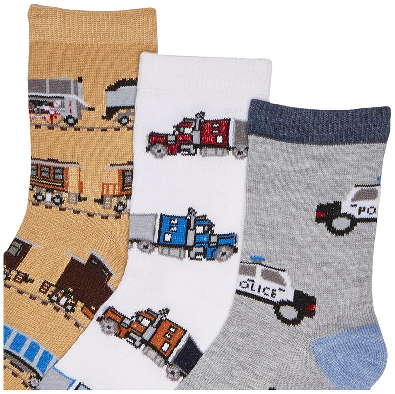 Jefferies Socks Little Boys Trains Trucks Cars Pattern Crew Socks 6 Pack, Multi, X-Small (1182) - Image 2